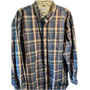 Carhartt Shirt Men XXLT Blue Brown Plaid Outdoor Relaxed Fit Y2K Button Workwear